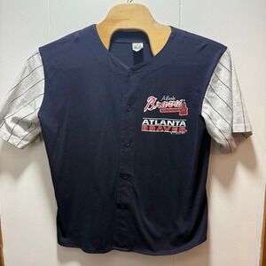 Vintage 1992 Atlanta Braves Jersey Shirt Competitor Navy Mens XL Made in USA